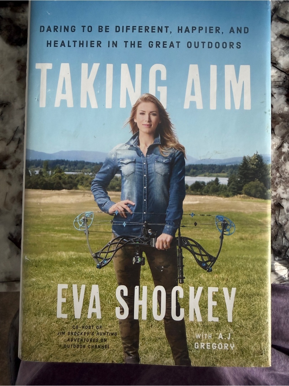 Taking Aim by Eva Shockey - Outdoor Archery Book (Blue Cover) - SIGNED